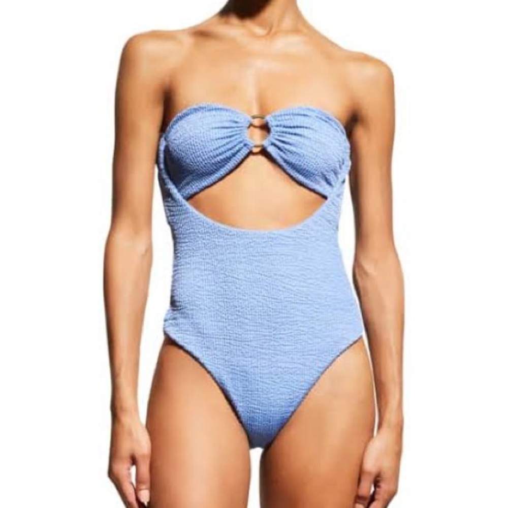 WeWoreWhat Light Blue O-Ring One Piece in Blue Jean